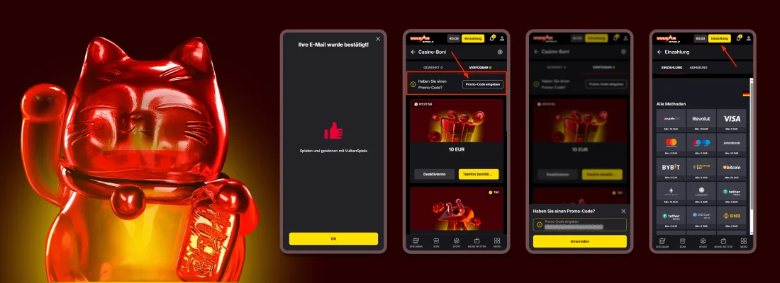 So aktivieren Sie Bonus Codes im VulkanSpiele Casino